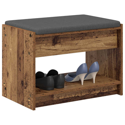 vidaXL Hall Bench Old Wood 63 x 38 x 45 cm Engineered Wood and Fabric