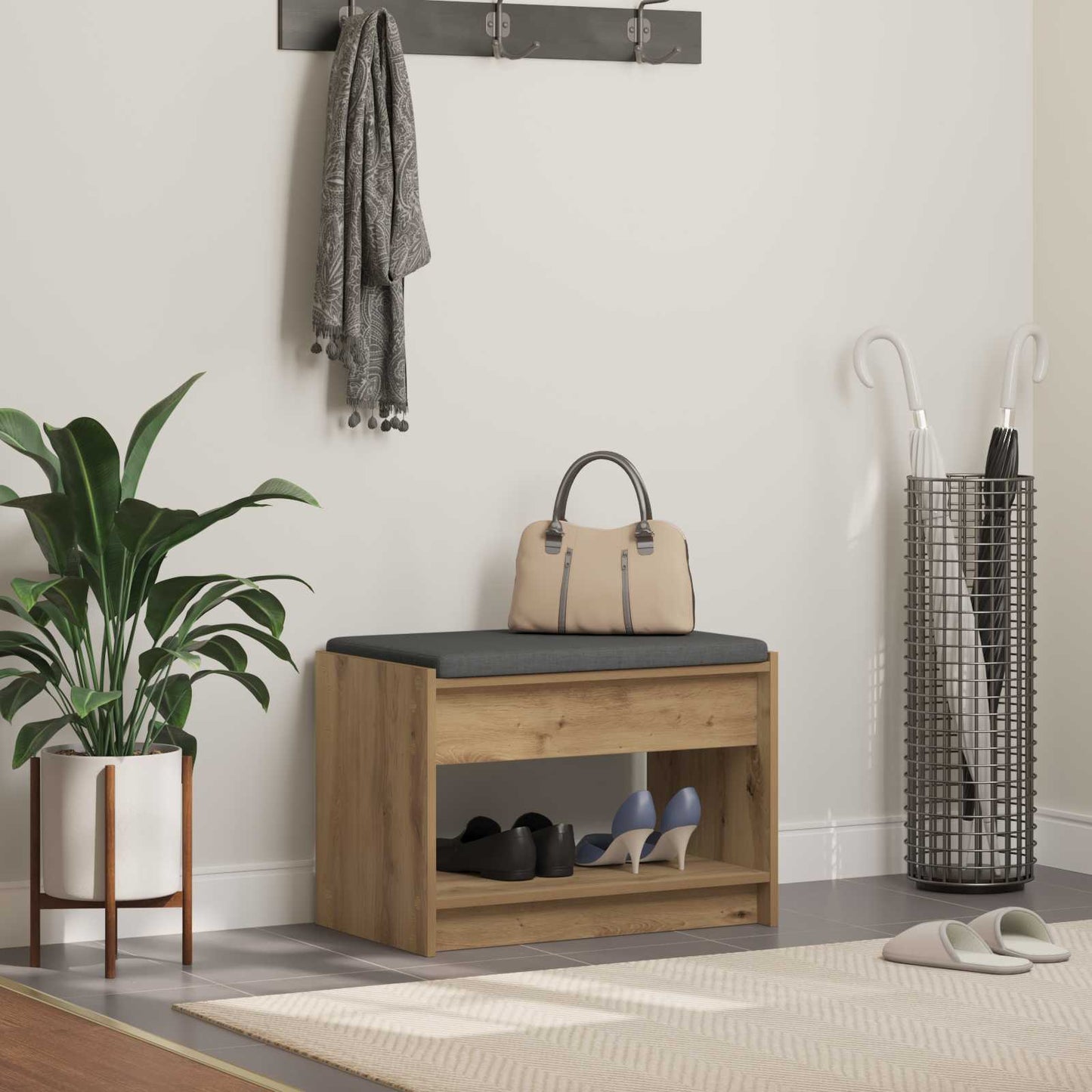 vidaXL Hall Bench Artisan Oak 63 x 38 x 45 cm
