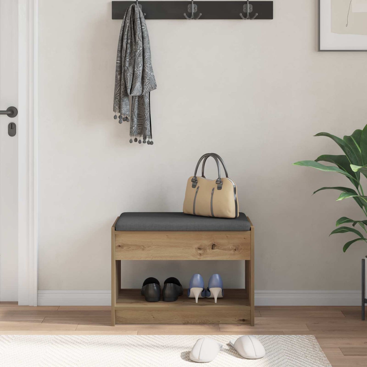 vidaXL Hall Bench Artisan Oak 63 x 38 x 45 cm