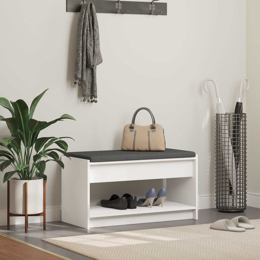 vidaXL Hall Bench White 83 x 38 x 45 cm Engineered Wood and Fabric