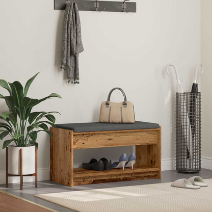 vidaXL Hall Bench Old Wood 83 x 38 x 45 cm Engineered Wood and Fabric