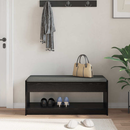 vidaXL Hall Bench with Cushion with Shelf Black Oak 103 x 38 x 45 cm