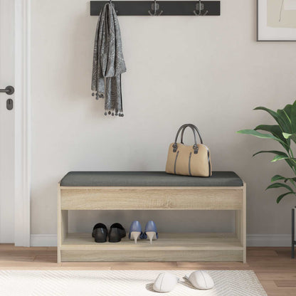 vidaXL Hall Bench with Cushion with Shelf Sonoma Oak 103 x 38 x 45 cm