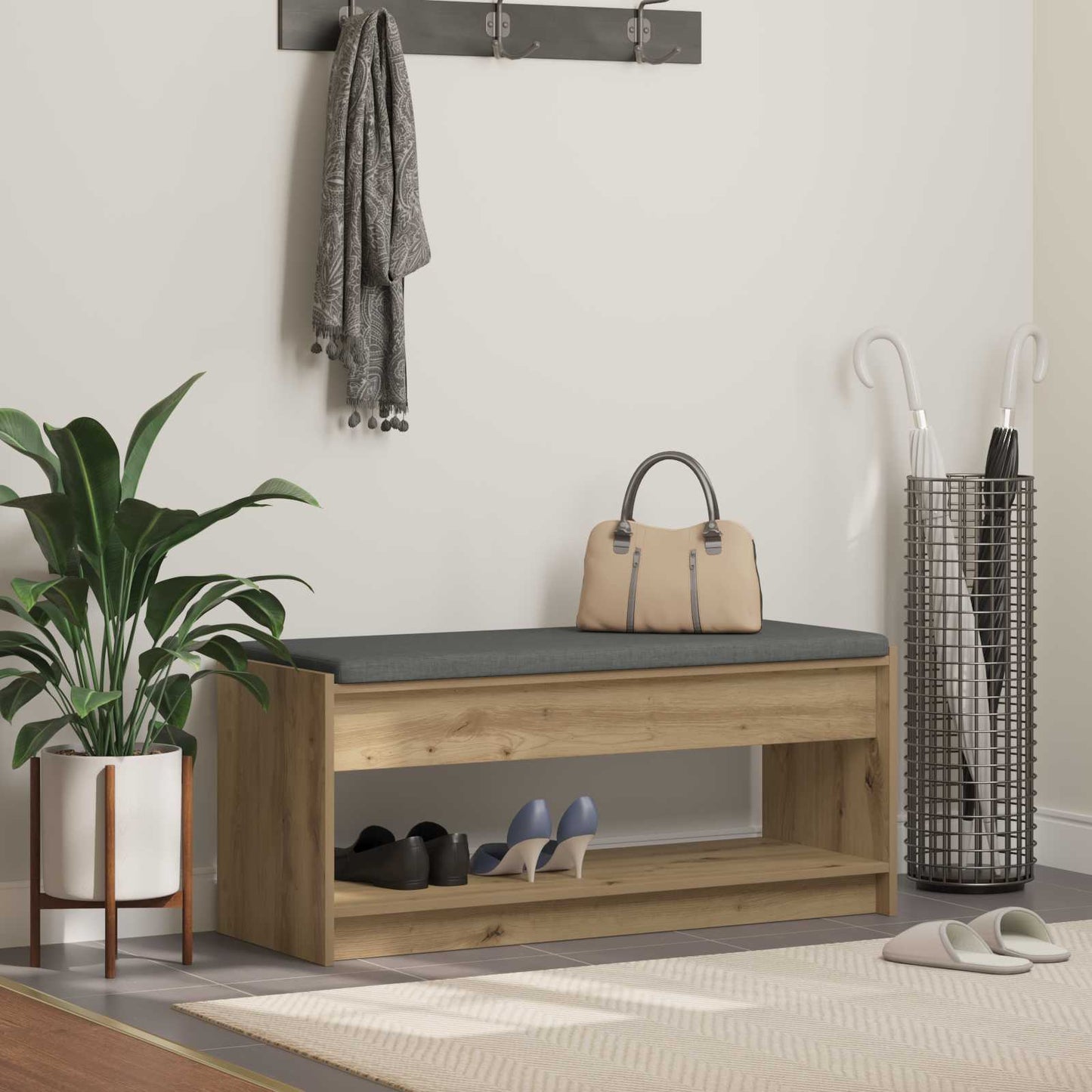 vidaXL Hall Bench Artisan Oak 103 x 38 x 45 cm
