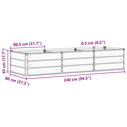 vidaXL Planter Ivory 240 x 80 x 45 cm Steel