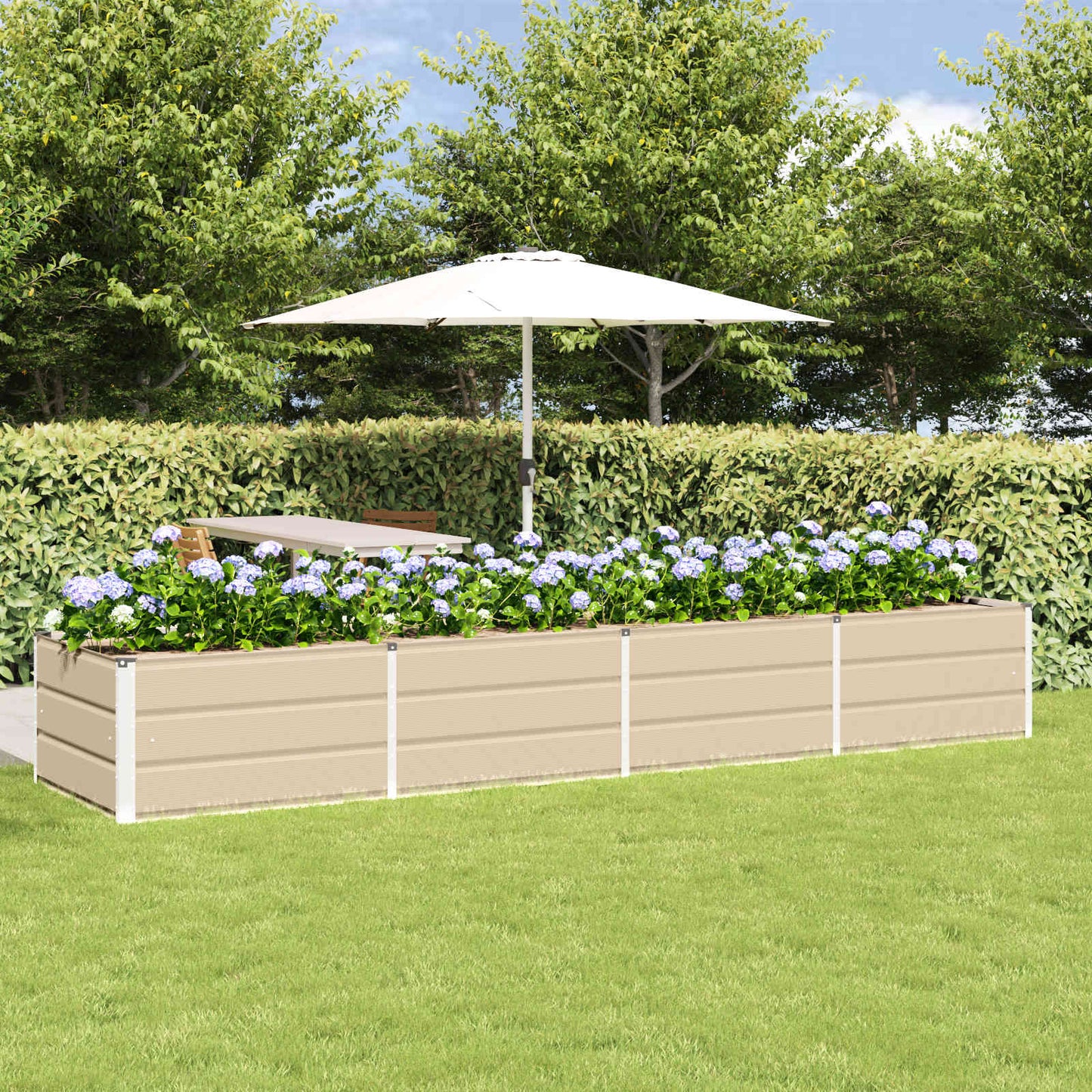 vidaXL Planter Ivory 320 x 80 x 45 cm Steel