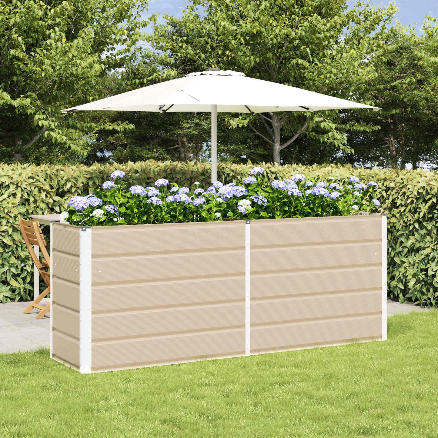 vidaXL Planter Ivory 195 x 50 x 75 cm Galvanised Steel