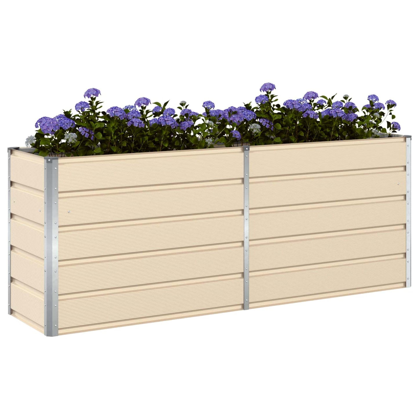 vidaXL Planter Ivory 195 x 50 x 75 cm Galvanised Steel
