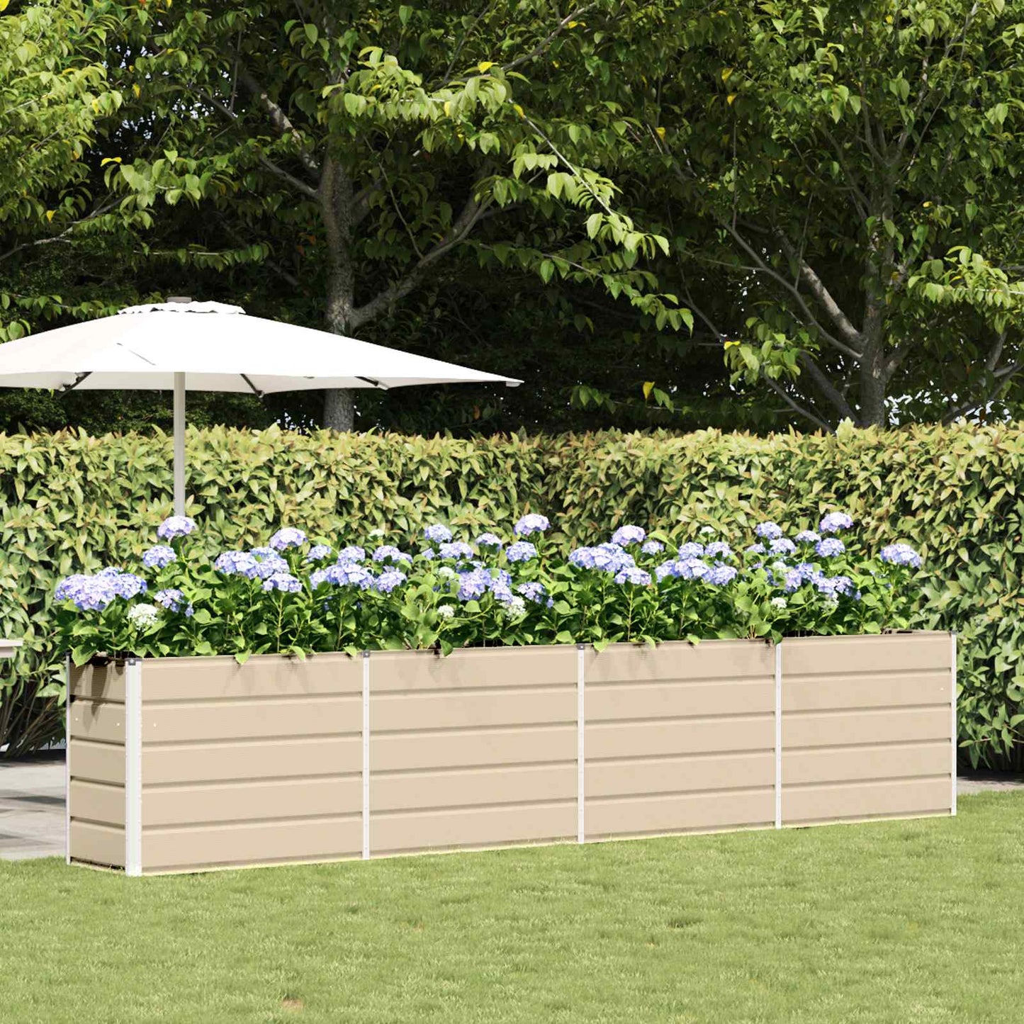 vidaXL Planter Ivory 385 x 50 x 75 cm Galvanised Steel