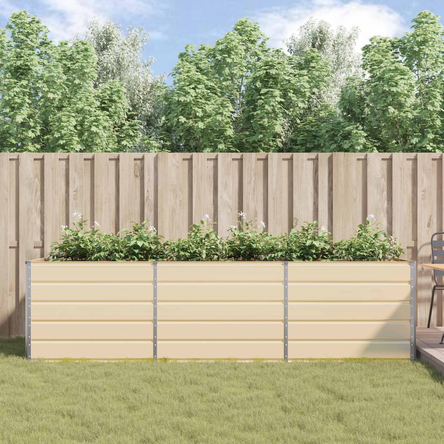 vidaXL Planter Ivory 290 x 100 x 75 cm Galvanised Steel
