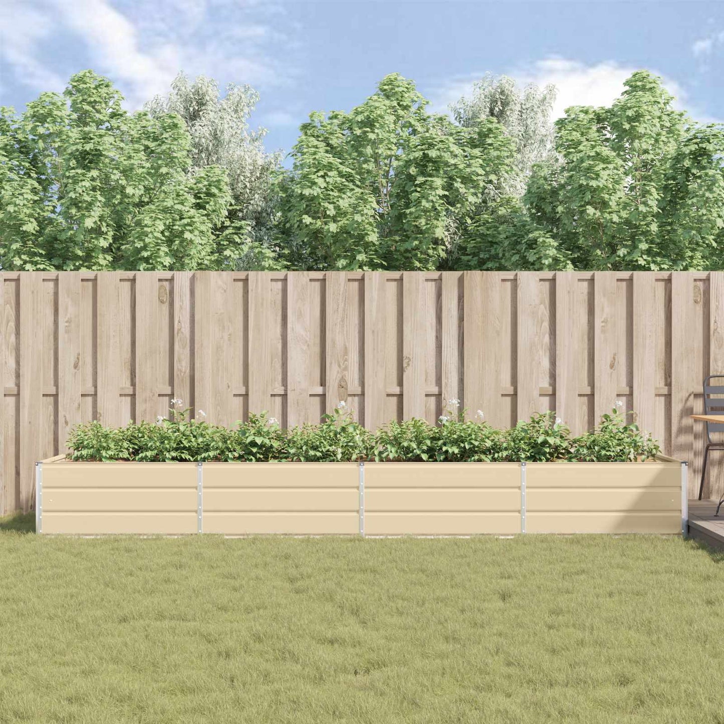 vidaXL Planter Ivory 385 x 100 x 45 cm Galvanised Steel