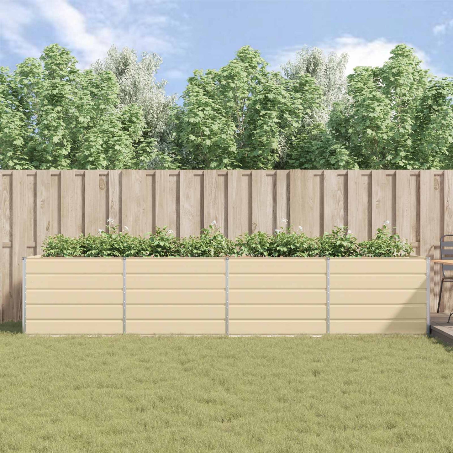 vidaXL Planter Ivory 385 x 100 x 75 cm Galvanised Steel