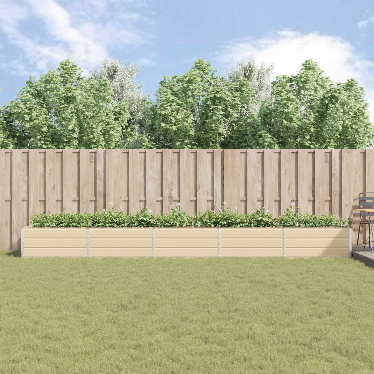 vidaXL Planter Ivory 480 x 100 x 45 cm Galvanised Steel