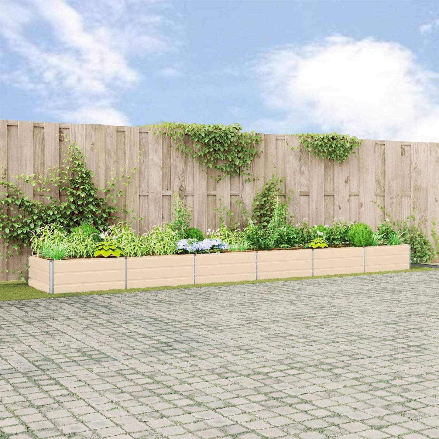 vidaXL Planter Ivory 580 x 100 x 45 cm Galvanised Steel