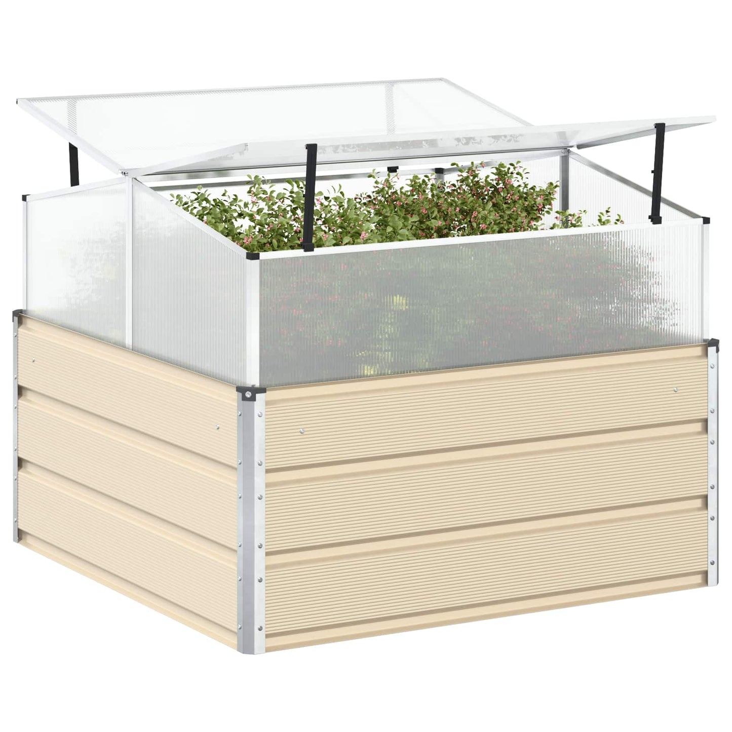 vidaXL Planter Ivory 100 x 100 x 77 cm Galvanised Steel