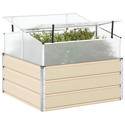 vidaXL Planter Ivory 100 x 100 x 77 cm Galvanised Steel