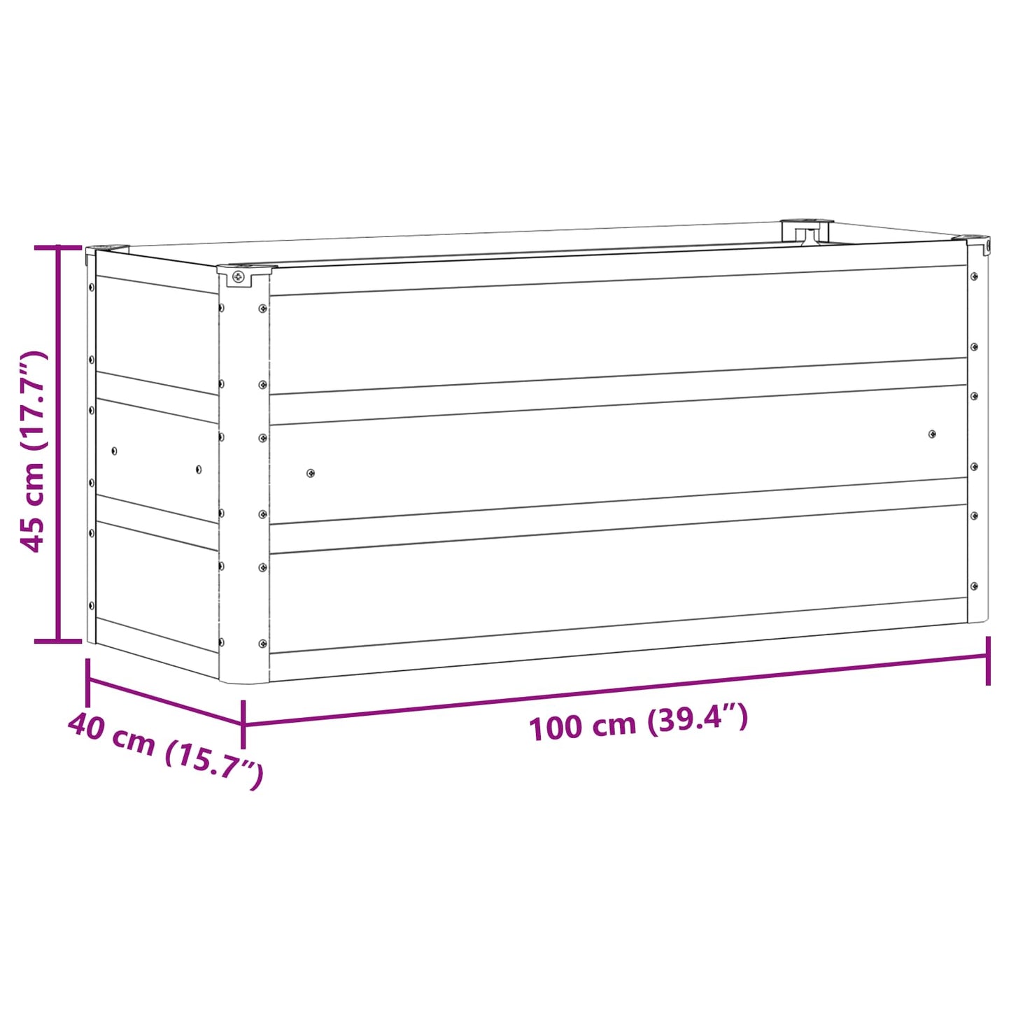 vidaXL Planter Light Grey 100 x 40 x 45 cm Steel