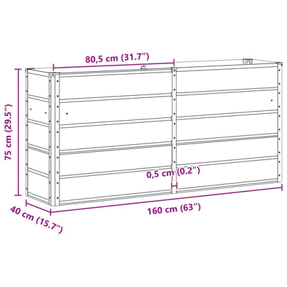 vidaXL Planter Light Grey 160 x 40 x 75 cm Steel