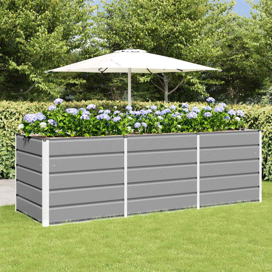 vidaXL Planter Light Grey 240 x 80 x 75 cm Steel