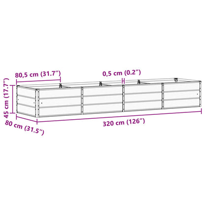 vidaXL Planter Light Grey 320 x 80 x 45 cm Steel