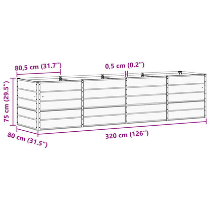 vidaXL Planter Light Grey 320 x 80 x 75 cm Steel