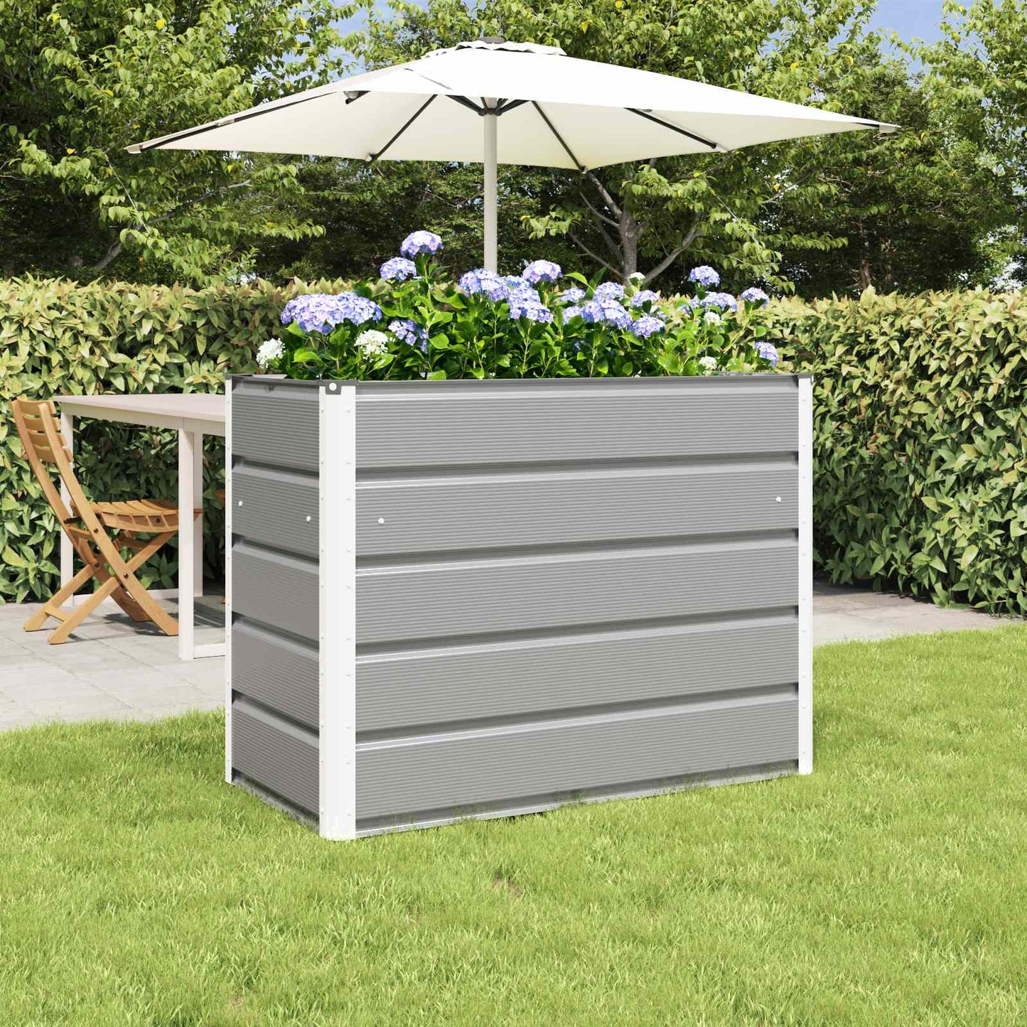 vidaXL Planter Light Grey 100 x 50 x 77 cm Galvanised Steel