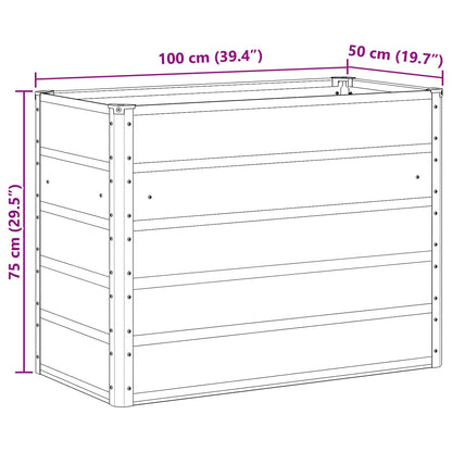 vidaXL Planter Light Grey 100 x 50 x 77 cm Galvanised Steel