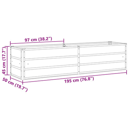 vidaXL Planter Light Grey 195 x 50 x 45 cm Galvanised Steel