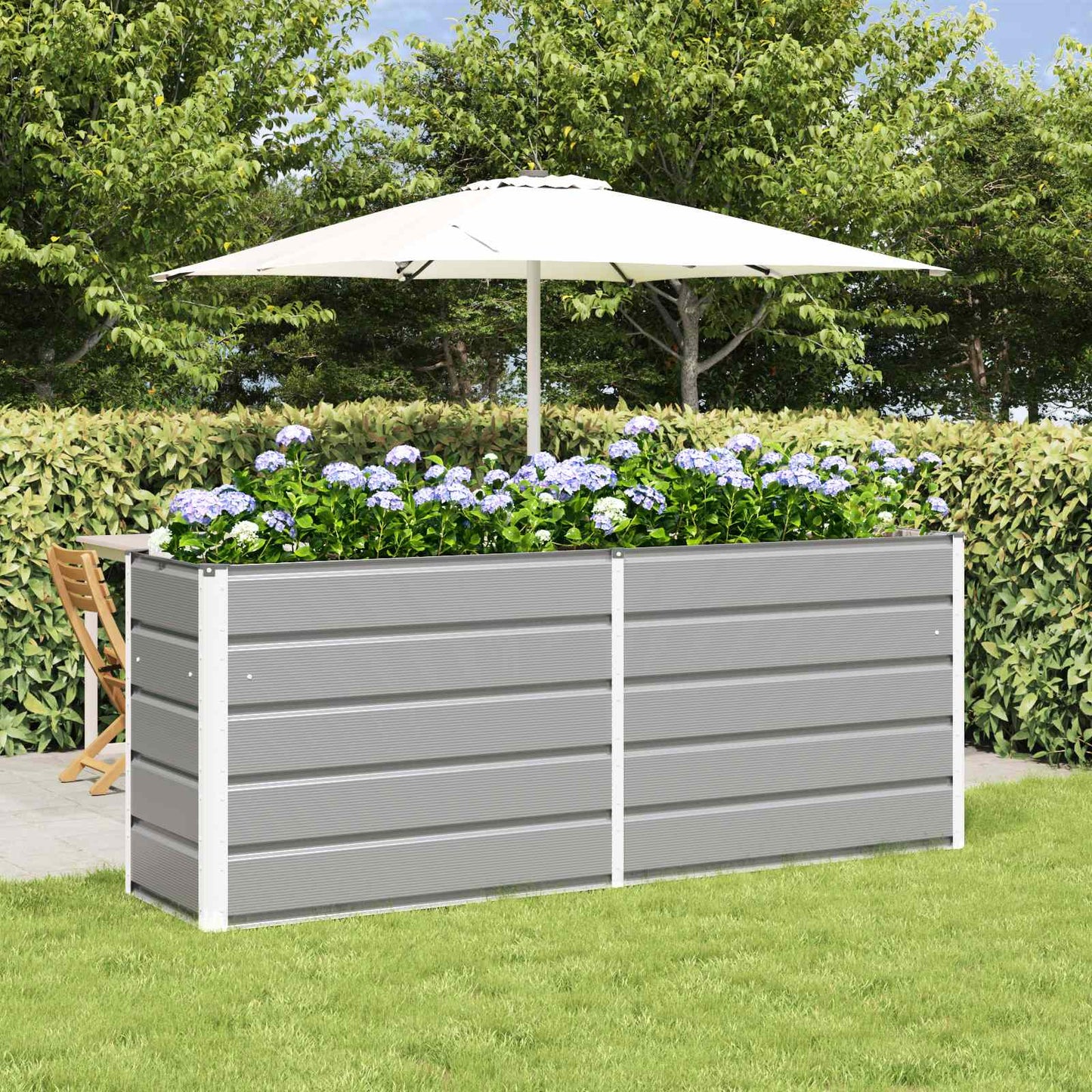 vidaXL Planter Light Grey 195 x 50 x 75 cm Galvanised Steel