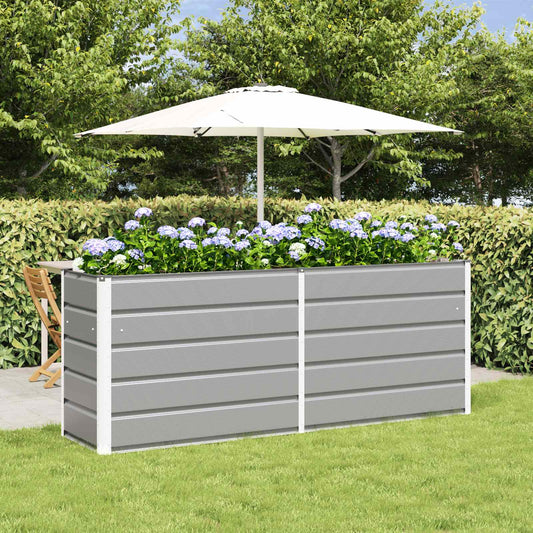 vidaXL Planter Light Grey 195 x 50 x 75 cm Galvanised Steel
