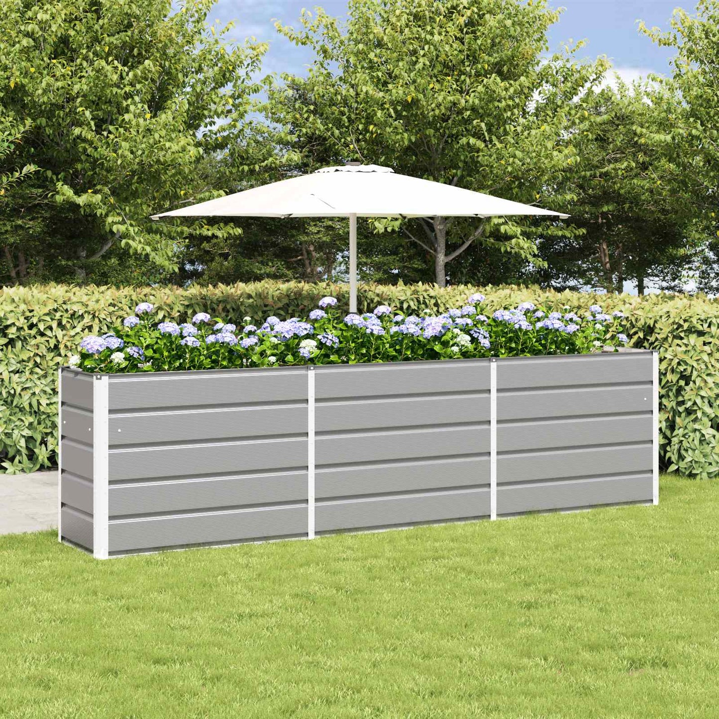 vidaXL Planter Light Grey 290 x 50 x 75 cm Galvanised Steel
