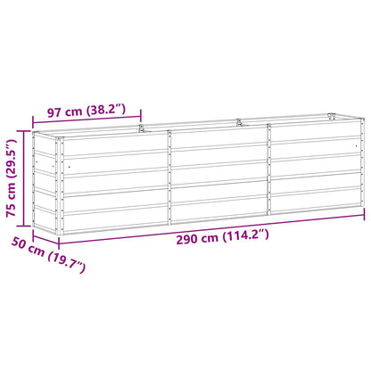 vidaXL Planter Light Grey 290 x 50 x 75 cm Galvanised Steel