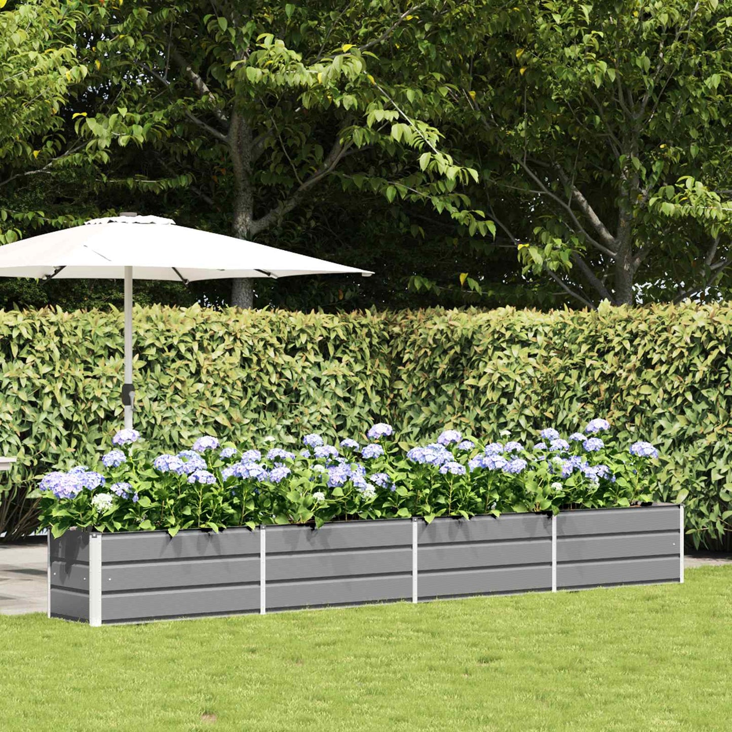 vidaXL Planter Light Grey 385 x 50 x 45 cm Galvanised Steel
