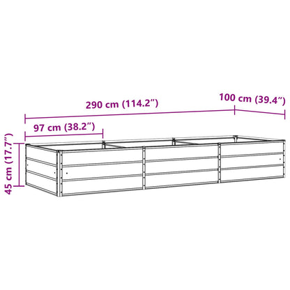 vidaXL Planter Light Grey 290 x 100 x 45 cm Galvanised Steel