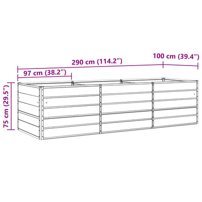 vidaXL Planter Light Grey 290 x 100 x 75 cm Galvanised Steel