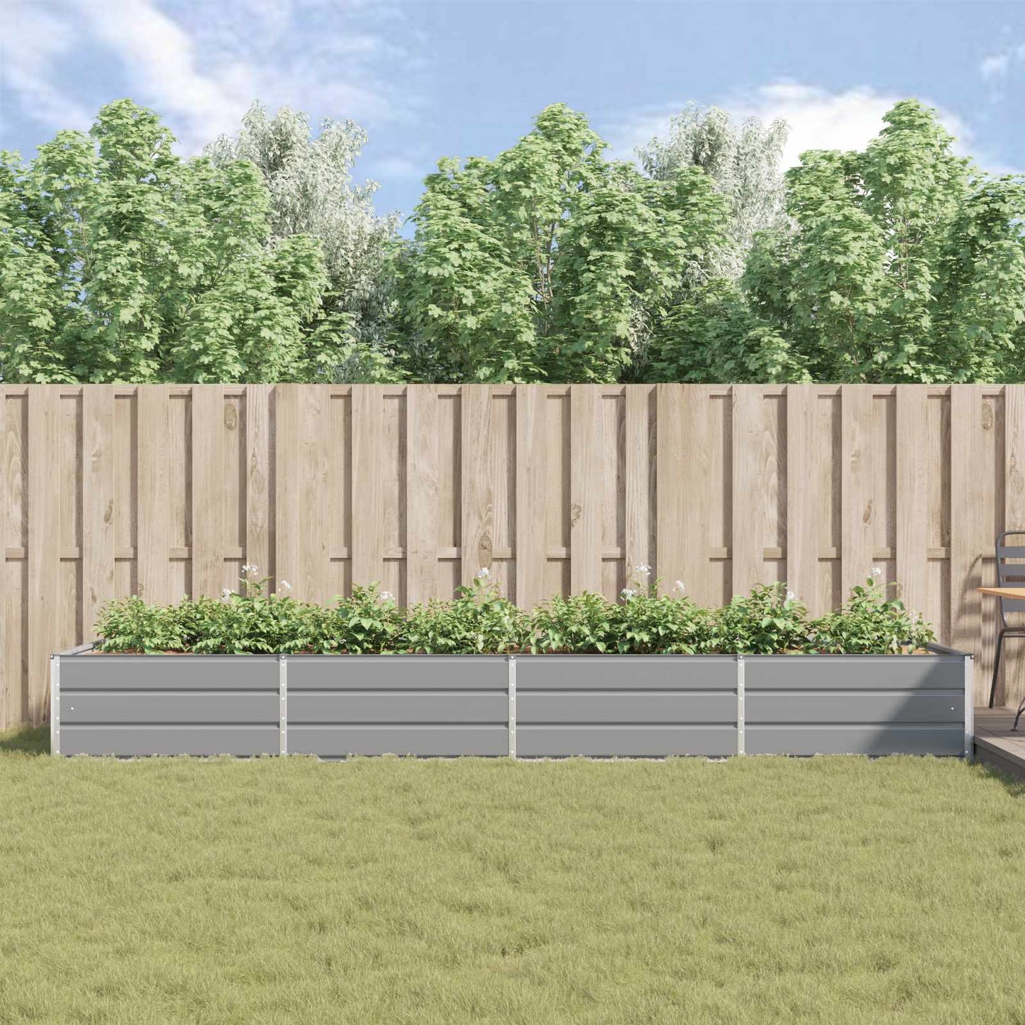 vidaXL Planter Light Grey 385 x 100 x 45 cm Galvanised Steel