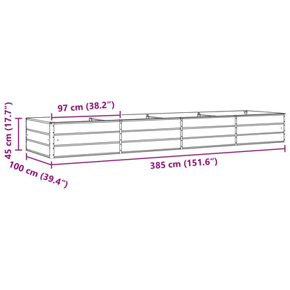 vidaXL Planter Light Grey 385 x 100 x 45 cm Galvanised Steel