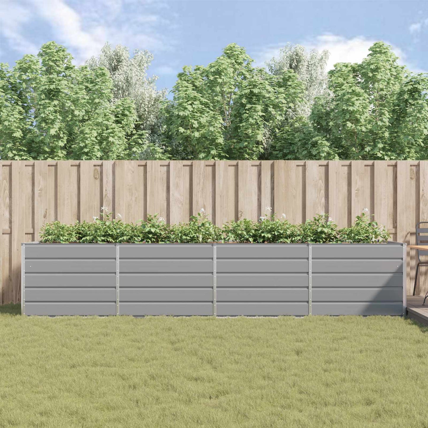 vidaXL Planter Light Grey 385 x 100 x 75 cm Galvanised Steel