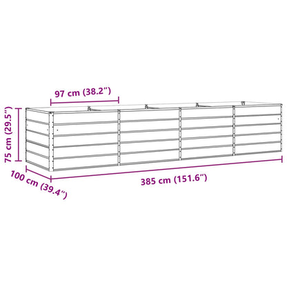 vidaXL Planter Light Grey 385 x 100 x 75 cm Galvanised Steel