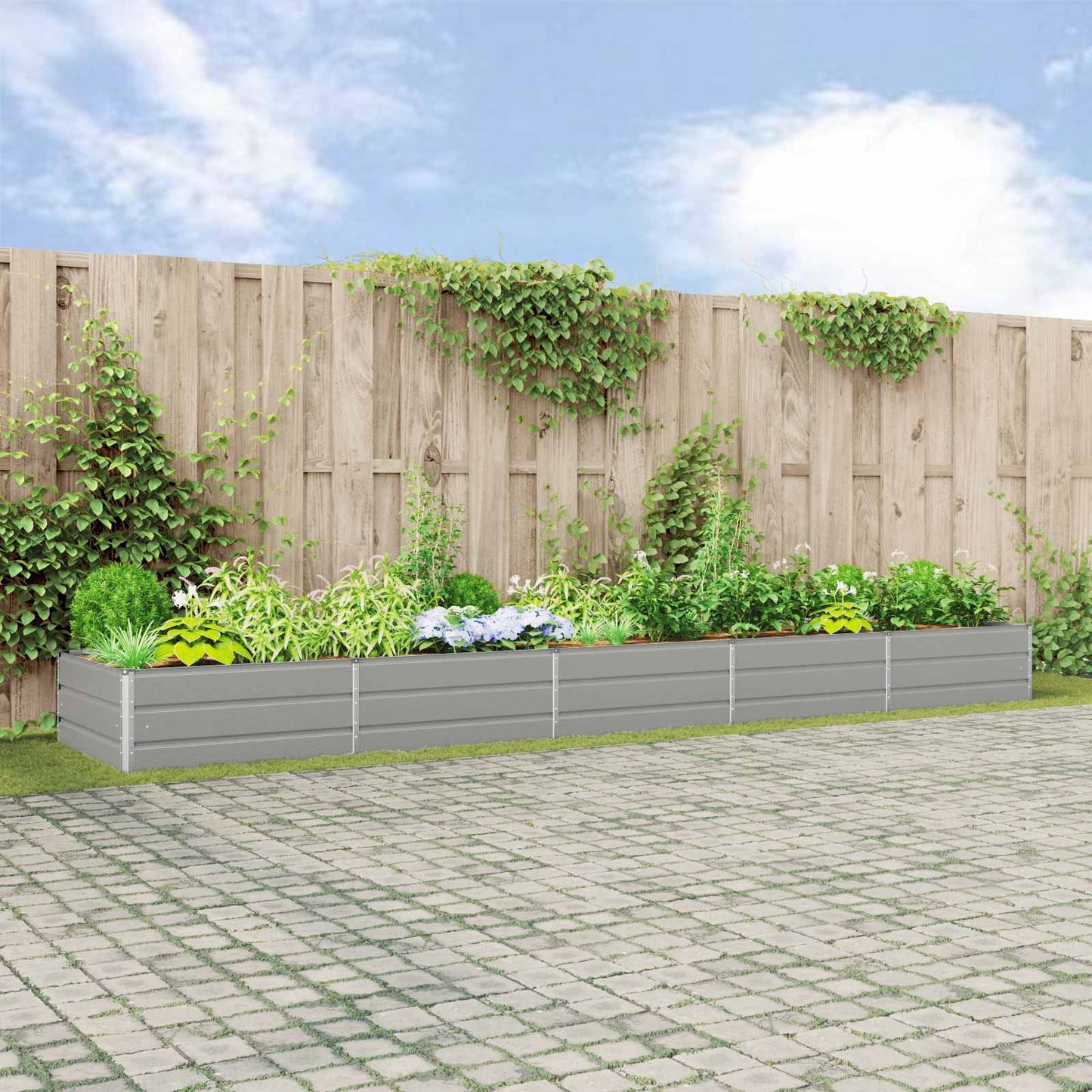 vidaXL Planter Light Grey 480 x 100 x 45 cm Galvanised Steel