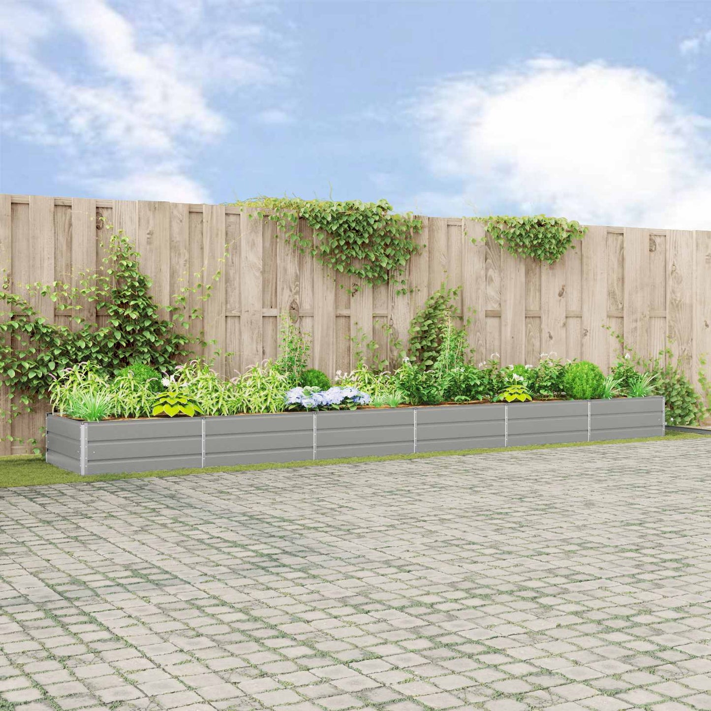 vidaXL Planter Light Grey 580 x 100 x 45 cm Galvanised Steel