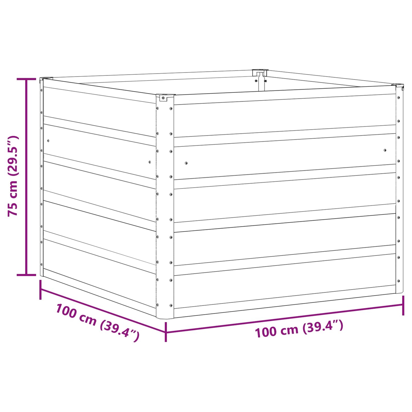 vidaXL Planter Anthracite 100 x 100 x 75 cm Steel