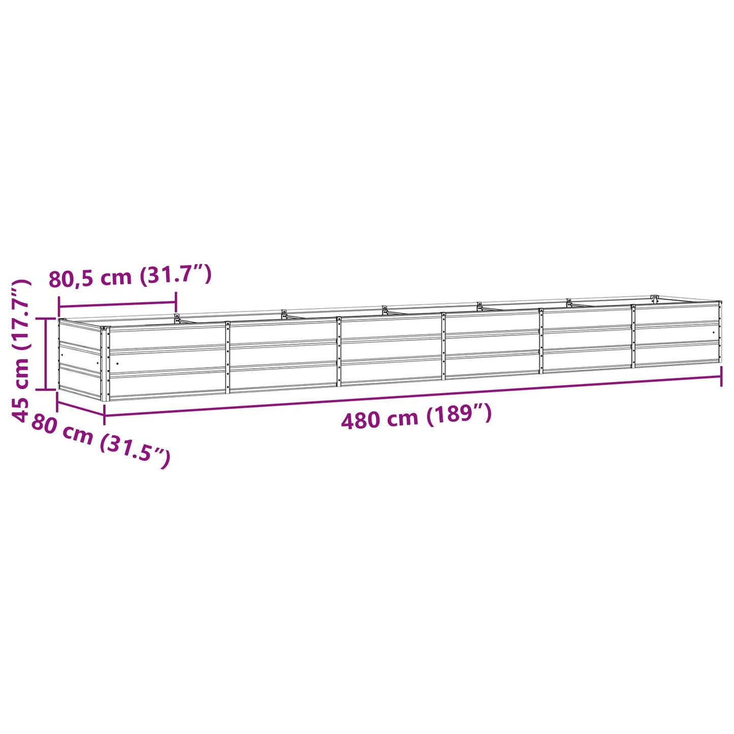 vidaXL Planter Anthracite 480 x 80 x 45 cm Steel