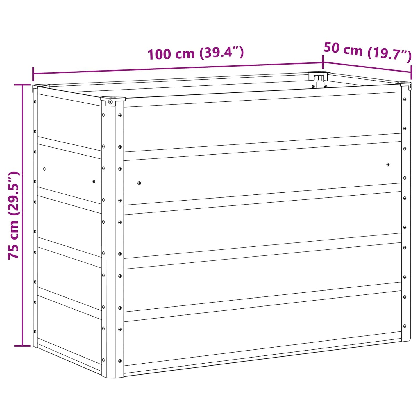 vidaXL Planter Anthracite 100 x 50 x 75 cm Galvanised Steel