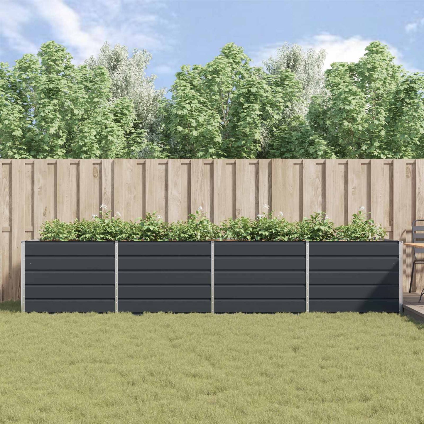 vidaXL Planter Anthracite 385 x 100 x 75 cm Galvanised Steel