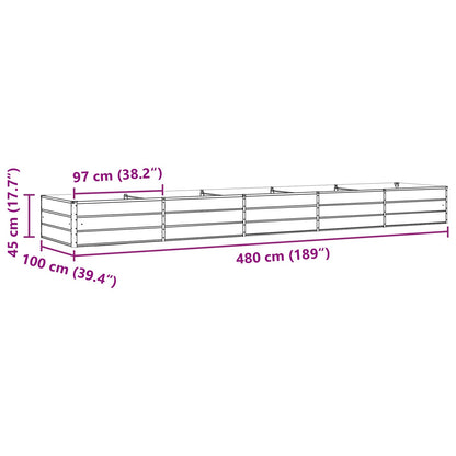 vidaXL Planter Anthracite 480 x 100 x 45 cm Galvanised Steel