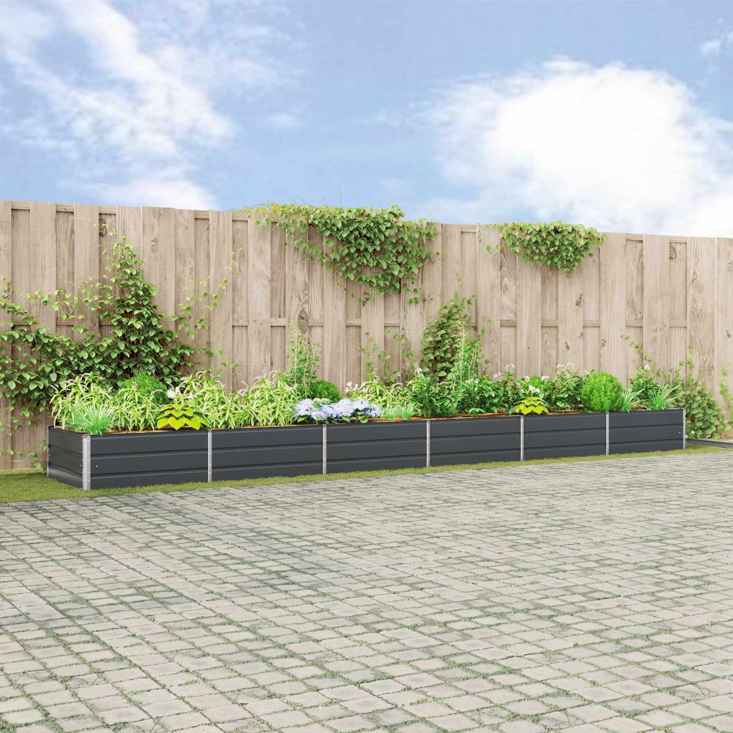 vidaXL Planter Anthracite 580 x 100 x 45 cm Galvanised Steel