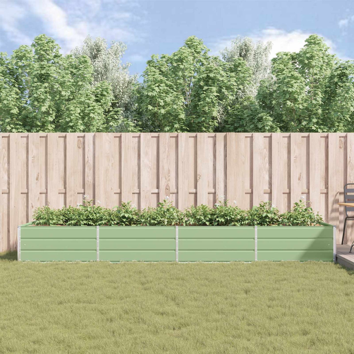 vidaXL Planter Pastel Green 385 x 100 x 45 cm Galvanised Steel