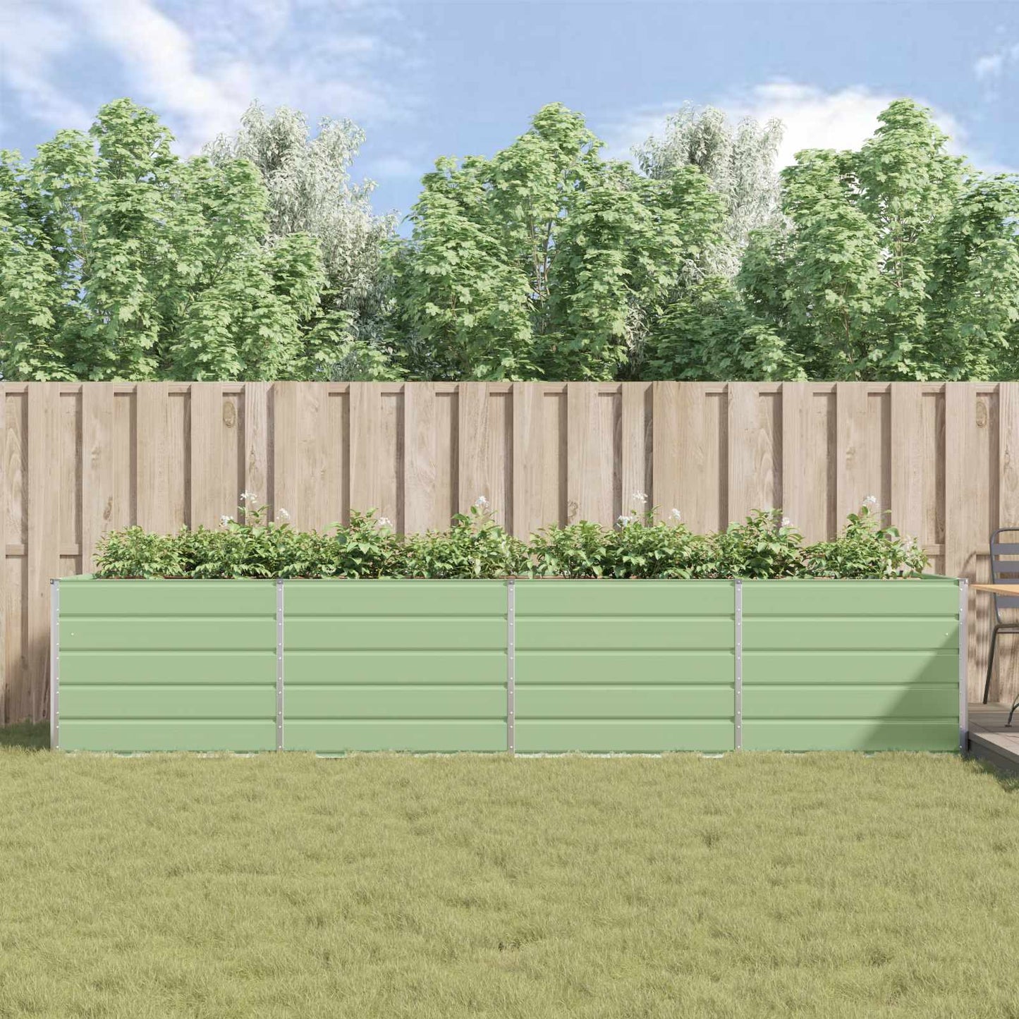 vidaXL Planter Pastel Green 385 x 100 x 75 cm Galvanised Steel