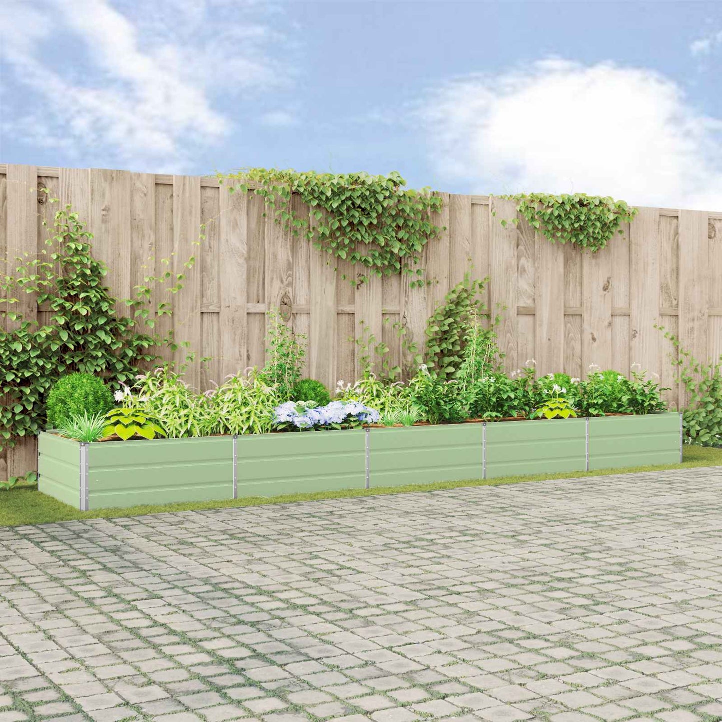vidaXL Planter Pastel Green 480 x 100 x 45 cm Galvanised Steel